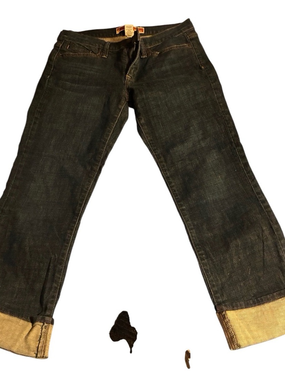 NEW GAP Women's Dark Blue Relaxed Straight Jeans with Cuffed Hem Sz 6